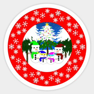 Merry Christmas! Snowman Family Sticker